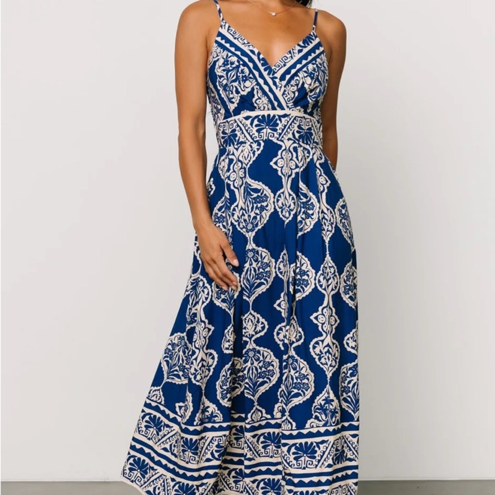 Baltic born Delia midi dress blue and white